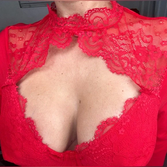 SHEIN Vibrant Red Lace Bodysuit - Picture 4 of 5